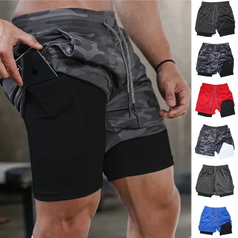 Men’s Multi Pocket Fitness, Casual, Beach, Sports Mesh Camouflage Shorts