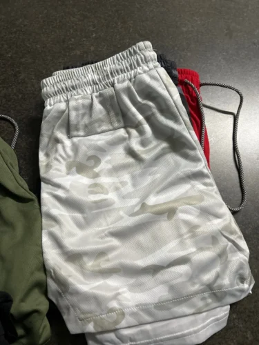 Men’s Multi Pocket Fitness, Casual, Beach, Sports Mesh Camouflage Shorts photo review